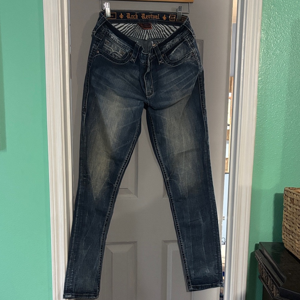 Rock Revival Women's Faded Dark Blue Skinny Jeans